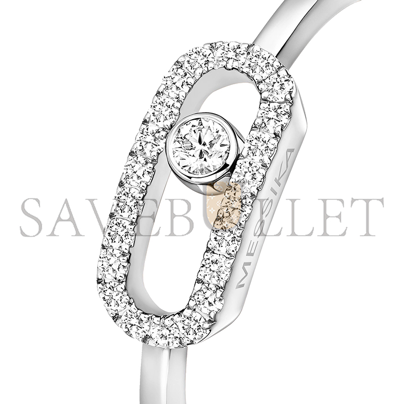 Mes1kaa move uno half pavÉ ring white gold d1am0nd ring 04705-wg